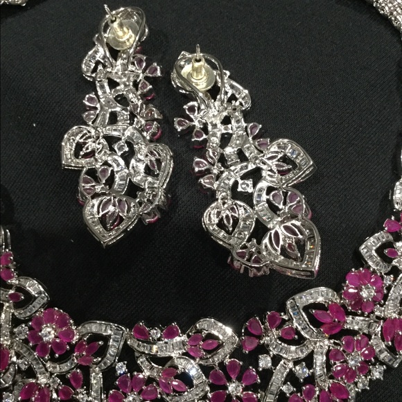 Indian Pakistani wedding necklace earrings saree - Picture 7 of 10